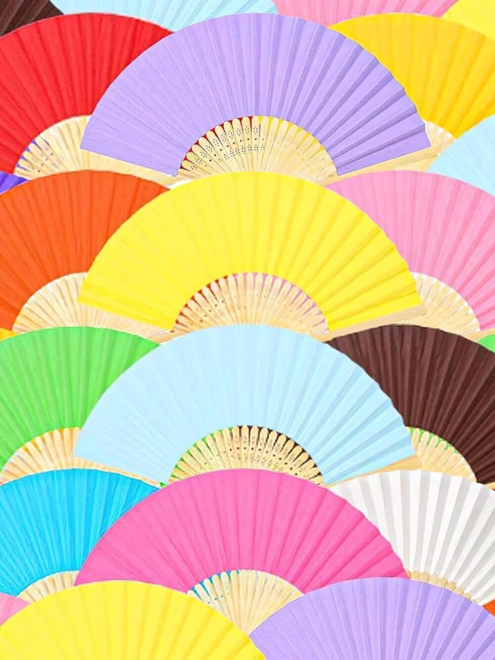 12 PCS Color Paper Fans Handheld, 8.3 Inch Foldable Hand Fan